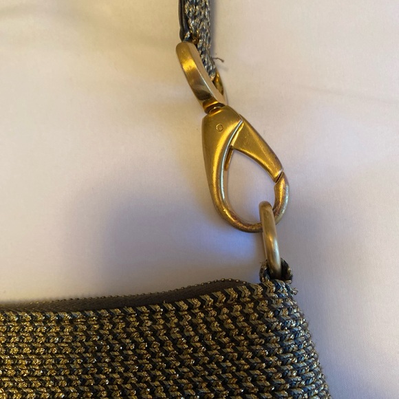 ERIC JAVITS Straw Woven Shoulder Bag Gold Black - Picture 4 of 12